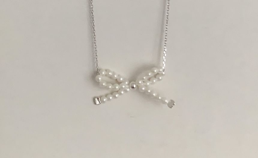 925 Silver Sterling Necklace Bow Beaded