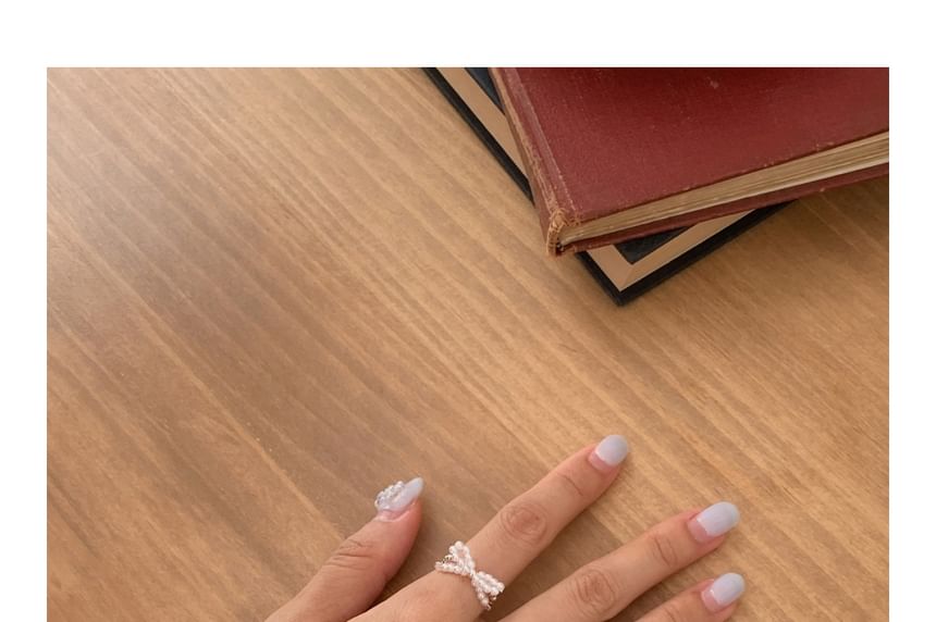 Elastic Bow Silver 925 Sterling Ring Beaded