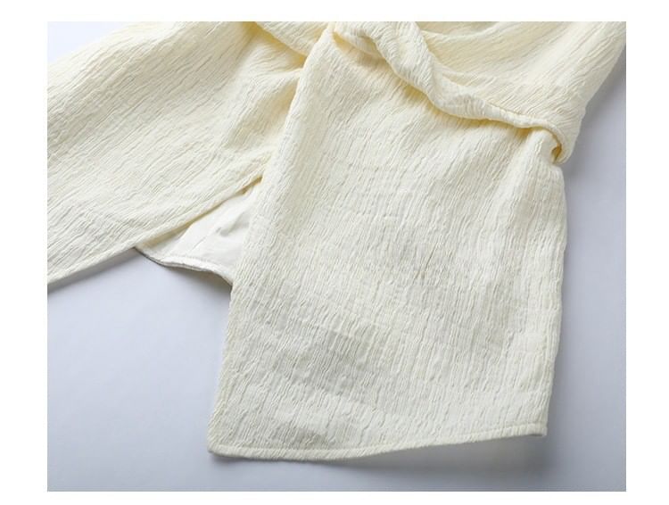 V-Neck Leg Wide High Top Plain Tank Knot Rise Pants / Slit