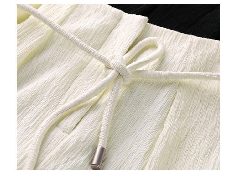V-Neck Leg Wide High Top Plain Tank Knot Rise Pants / Slit