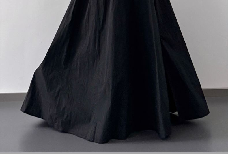 Maxi Rise Slit Plain A-Line Skirt High