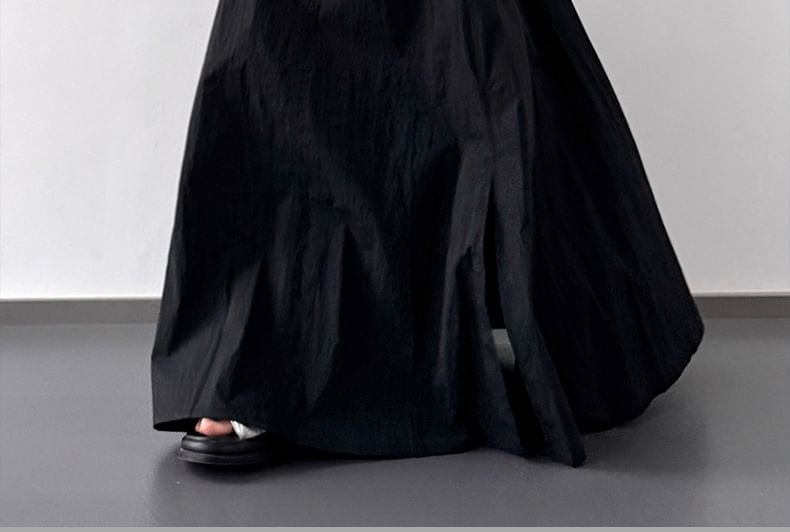 Maxi Rise Slit Plain A-Line Skirt High