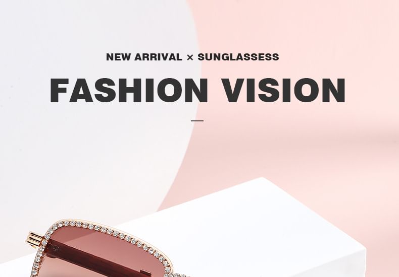 Frame Sunglasses Rhinestone Square