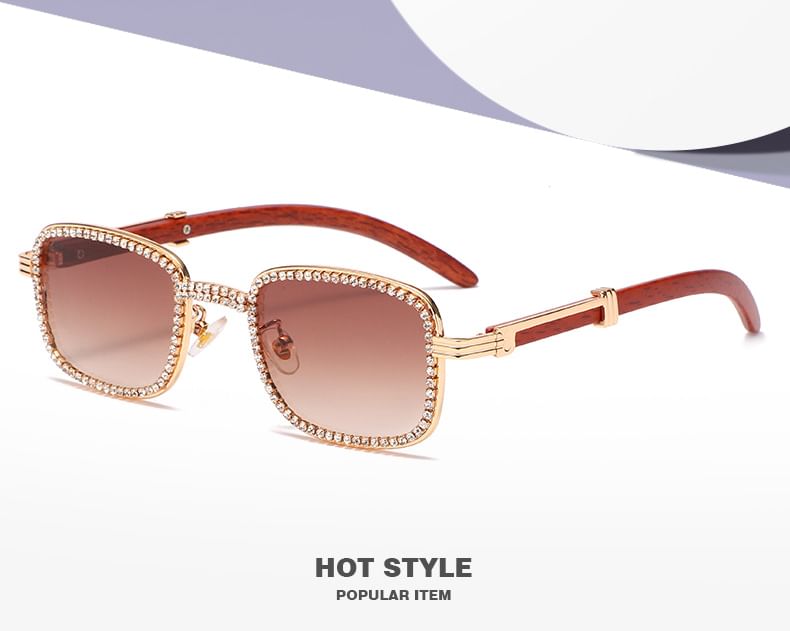 Frame Sunglasses Rhinestone Square