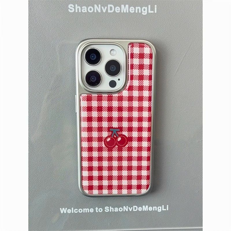 Case Cherry Print Phone Gingham