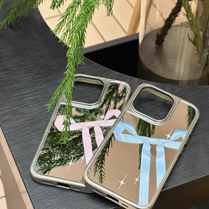Case Ribbon Print Mirror Phone