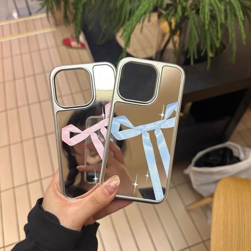 Case Ribbon Print Mirror Phone