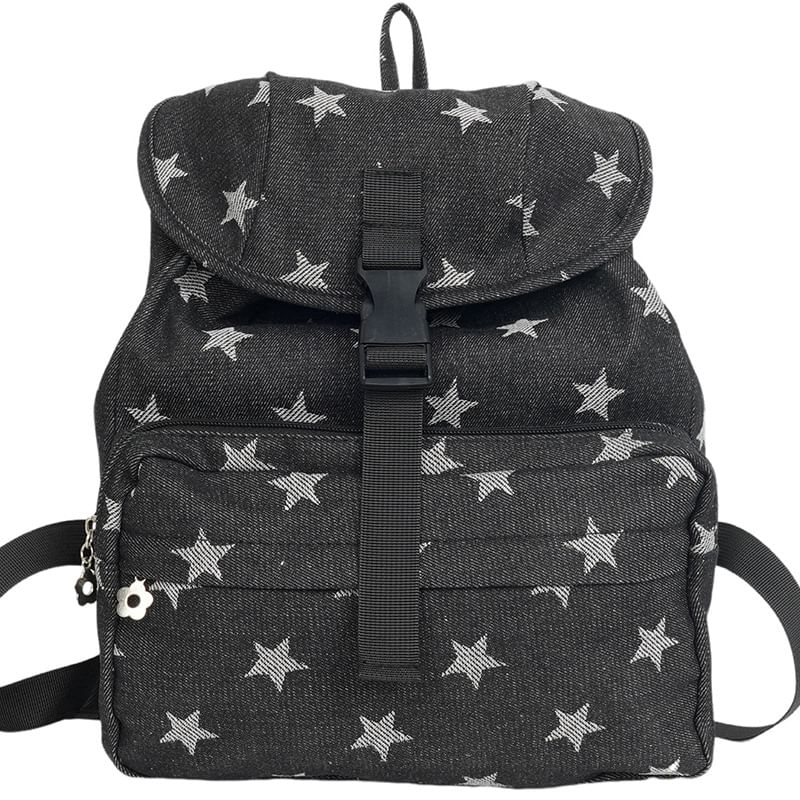Star Print Flap Backpack