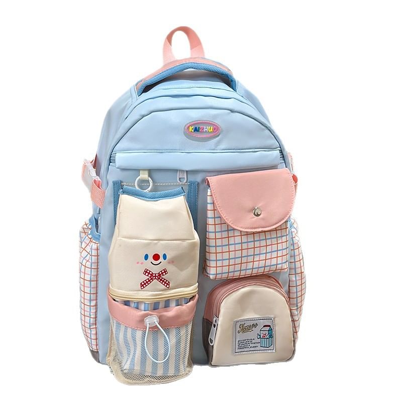 Plaid Panel Backpack Zip