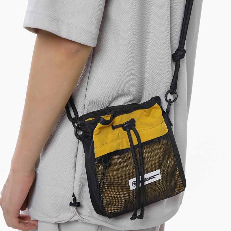 Color Block Crossbody Drawstring Bag