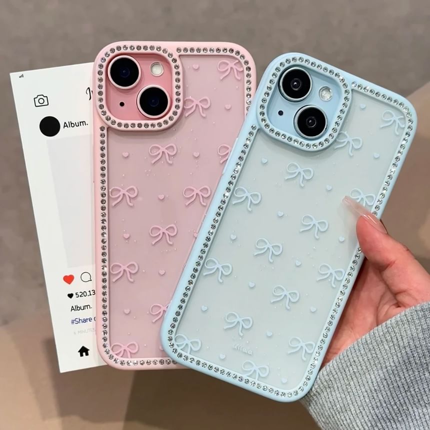 Rhinestone Case Phone Print Bow