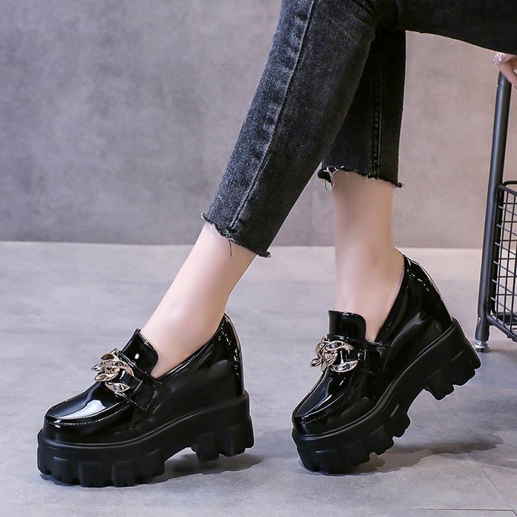 Wedge Platform Loafers Hidden