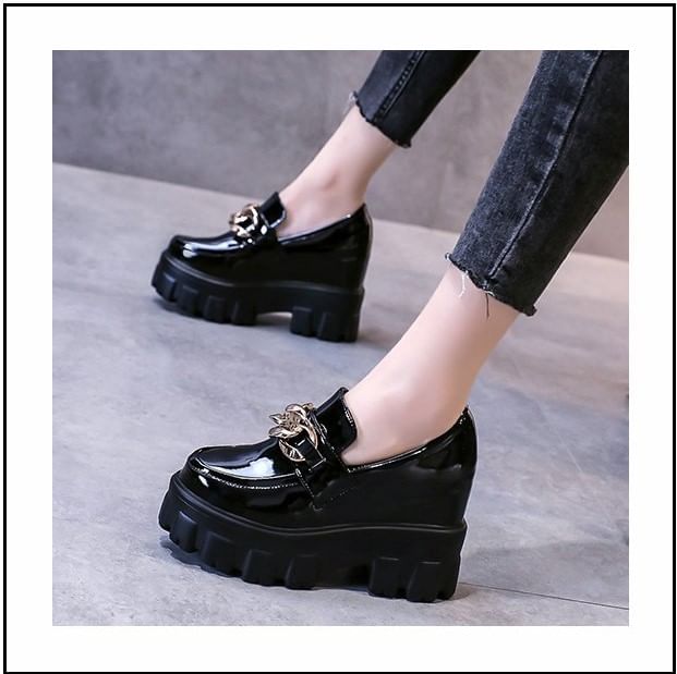 Wedge Platform Loafers Hidden