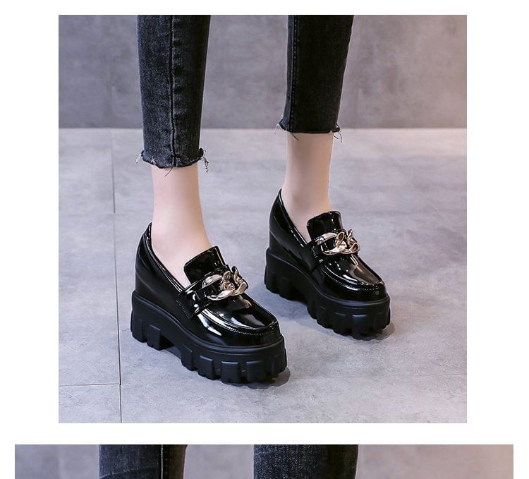 Wedge Platform Loafers Hidden