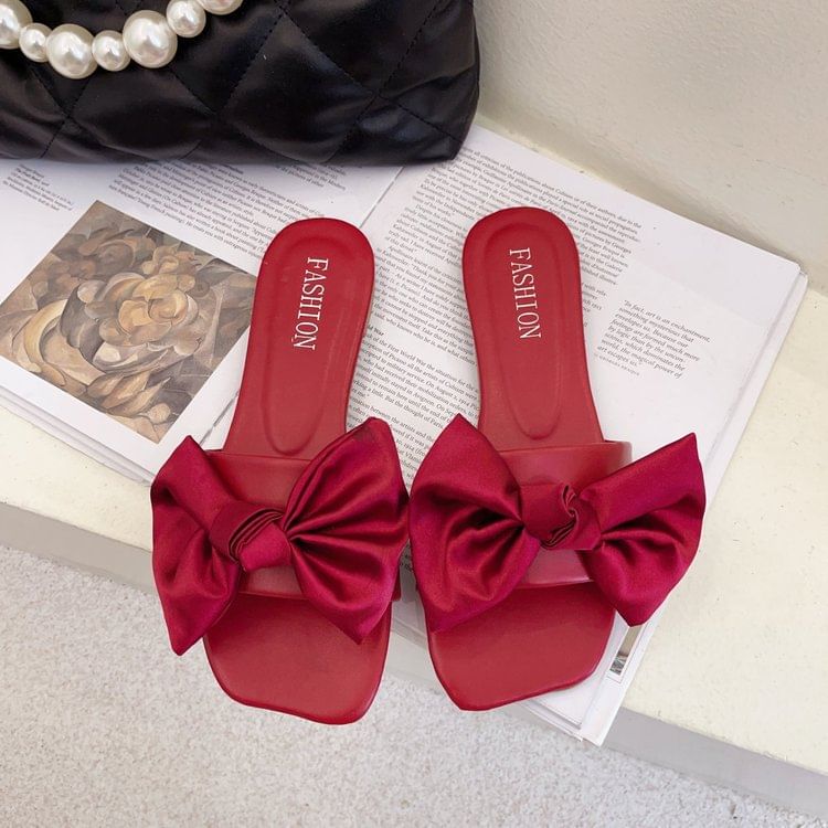 Bow Sandals Satin Slide
