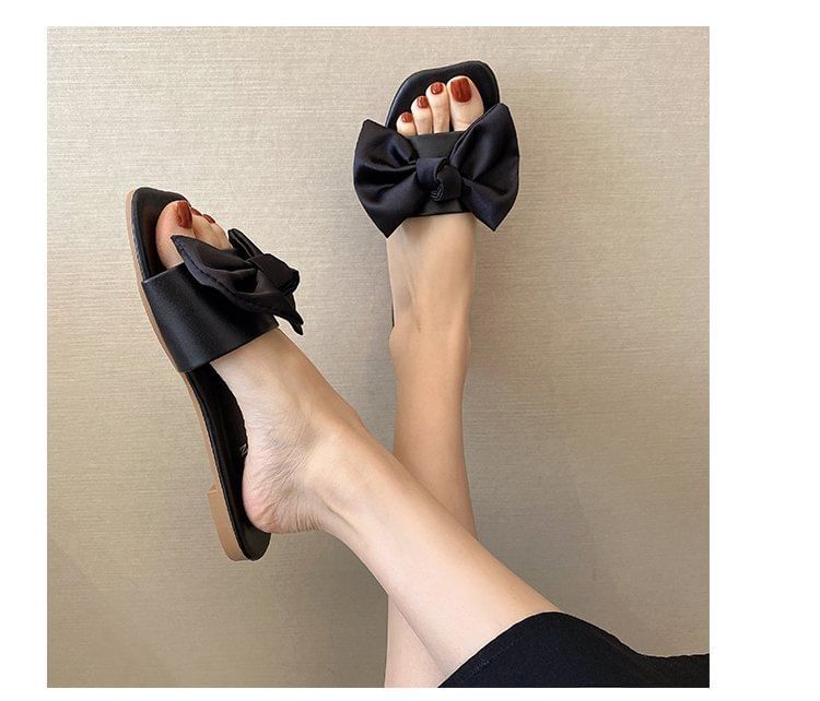 Bow Sandals Satin Slide