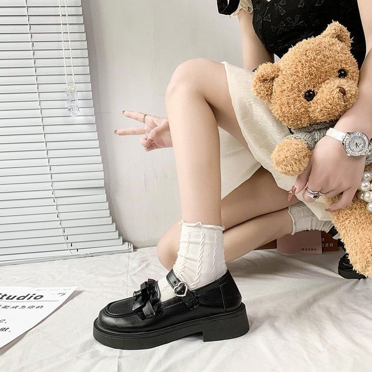 Platform Mary Jane Shoes Bow