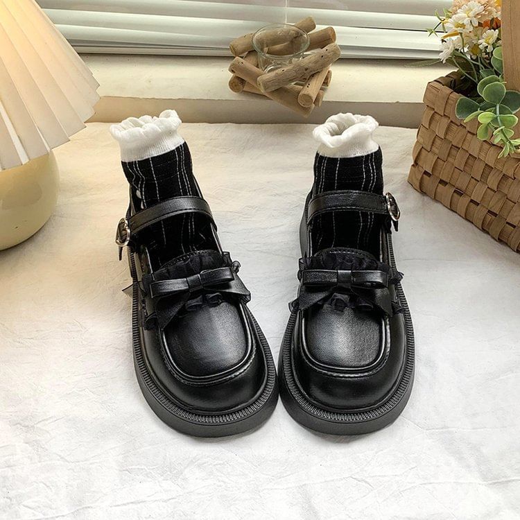 Platform Mary Jane Shoes Bow