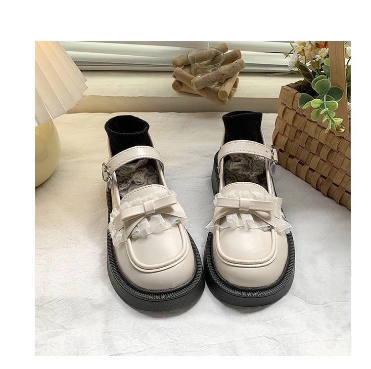 Platform Mary Jane Shoes Bow
