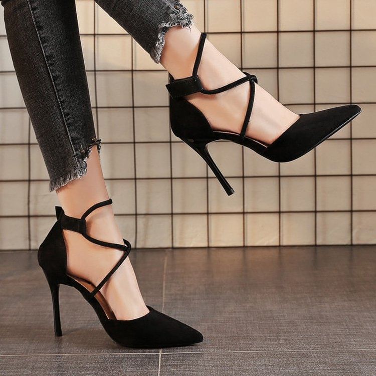 Toe Strapped Stiletto Pumps Pointed
