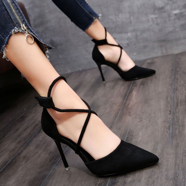 Toe Strapped Stiletto Pumps Pointed