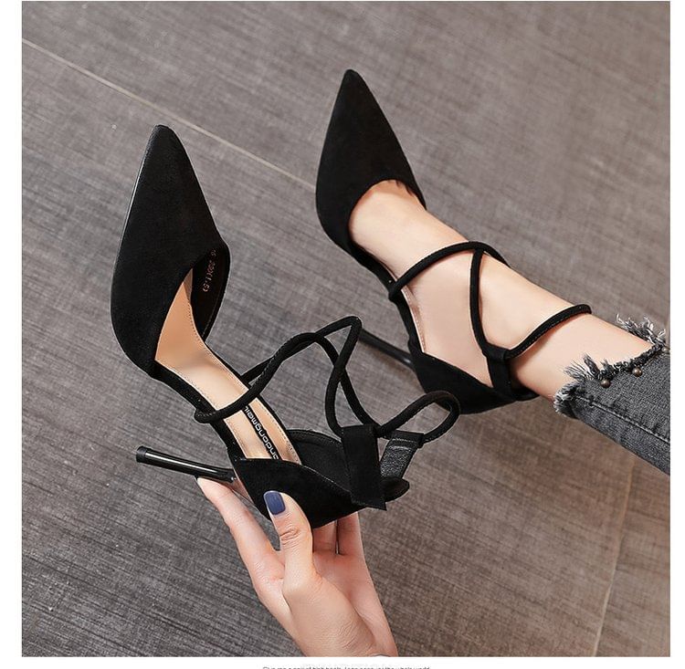 Toe Strapped Stiletto Pumps Pointed