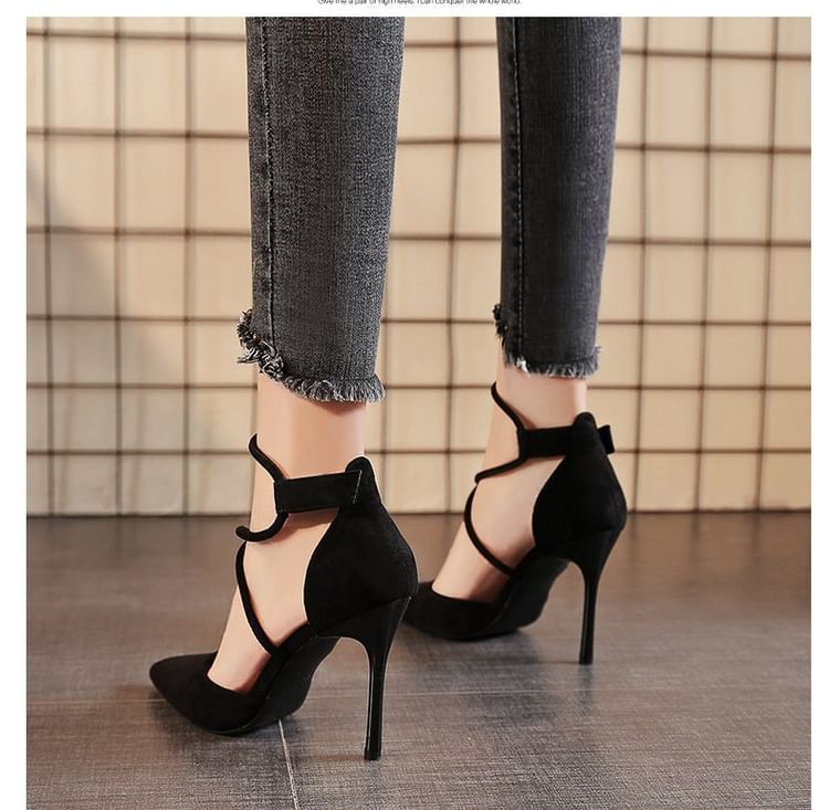 Toe Strapped Stiletto Pumps Pointed