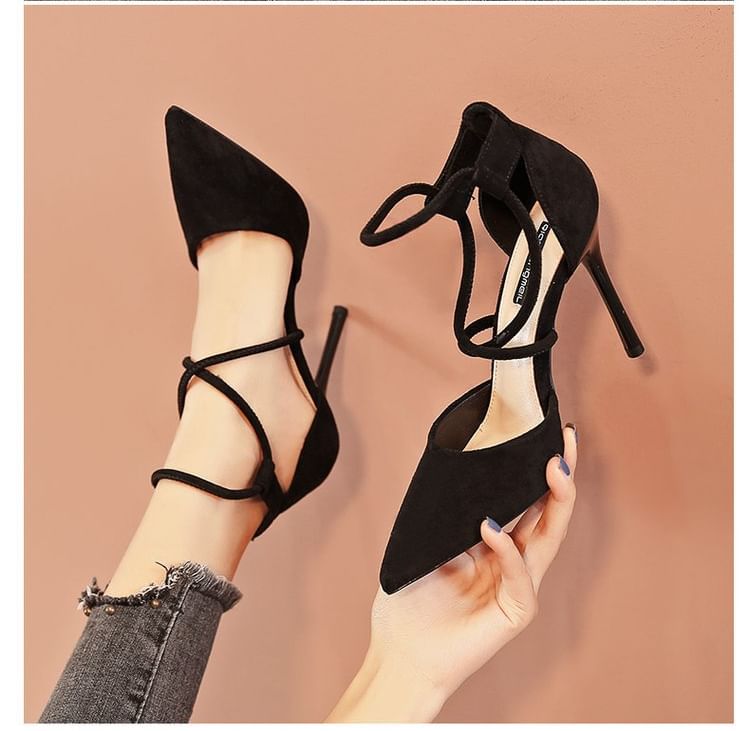 Toe Strapped Stiletto Pumps Pointed