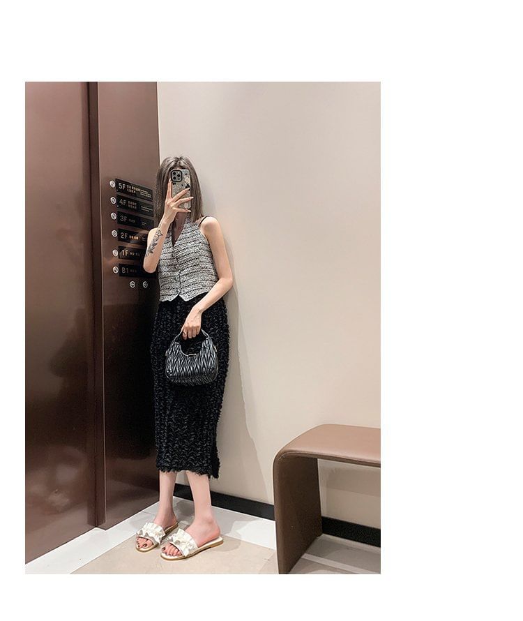 Slide Pearl Faux Sandals Ruffle