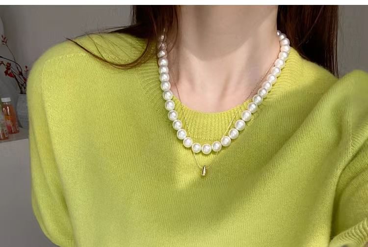 Knit Gradient Crew Top Neck Short-Sleeve