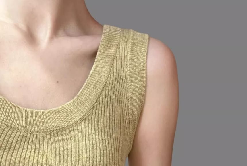 Plain Knit Scoop Top Tank Neck