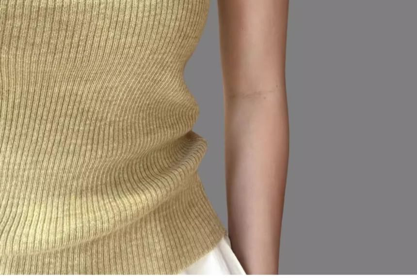 Scoop Neck Top Plain Knit Tank