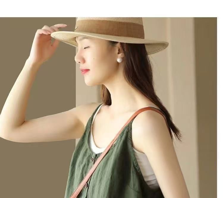 Camisole Top Scoop Neck Plain Buttoned