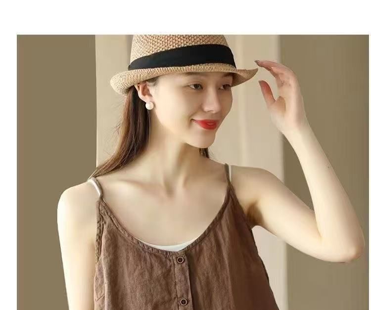 Camisole Top Scoop Neck Plain Buttoned