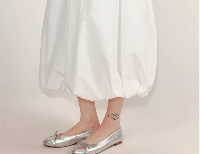 Paperbag Waist Skirt Midi Plain Elastic