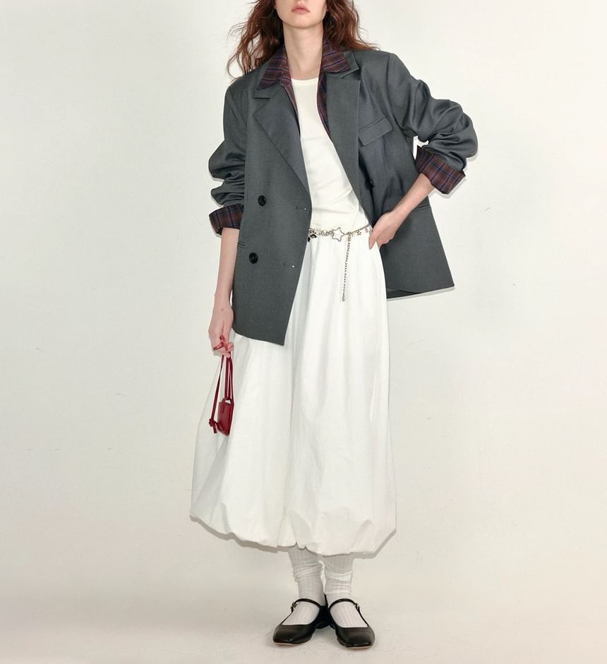 Paperbag Waist Skirt Midi Plain Elastic