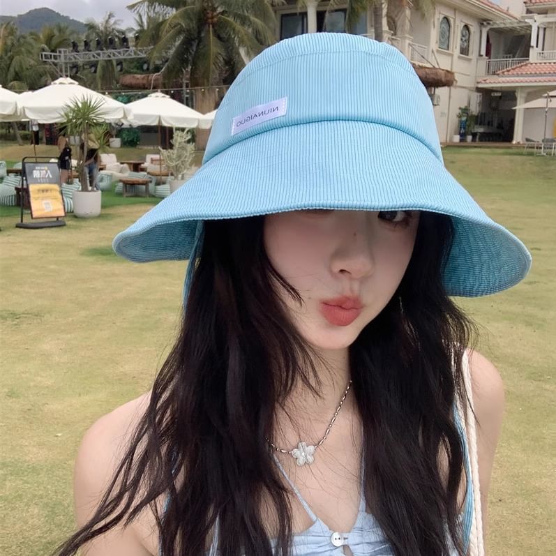 Applique Lettering Sun Hat Striped