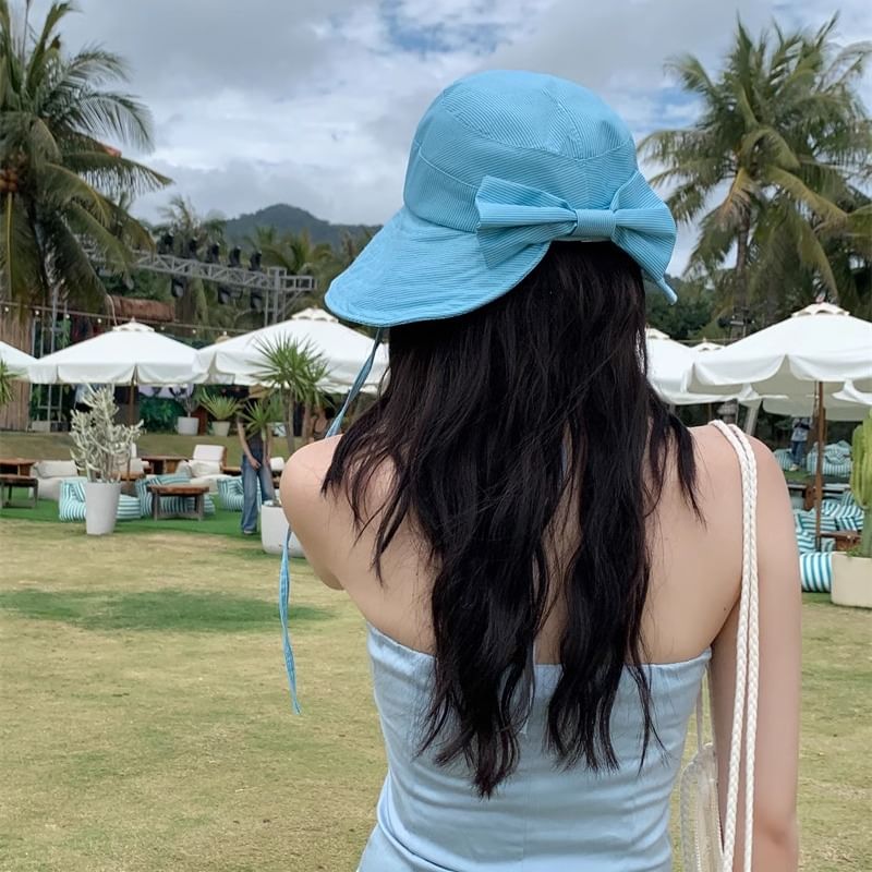 Applique Lettering Sun Hat Striped