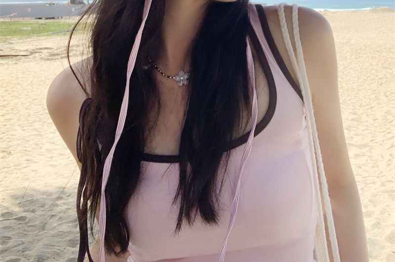 Applique Lettering Sun Hat Striped