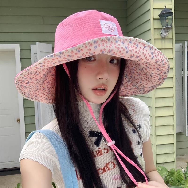 Sun Heart Hat Print Floral Applique