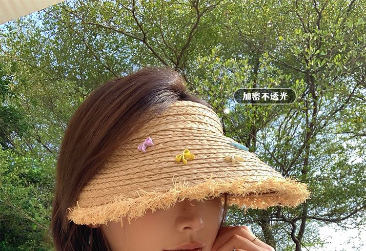 Sun Bow Fringed Straw Hat