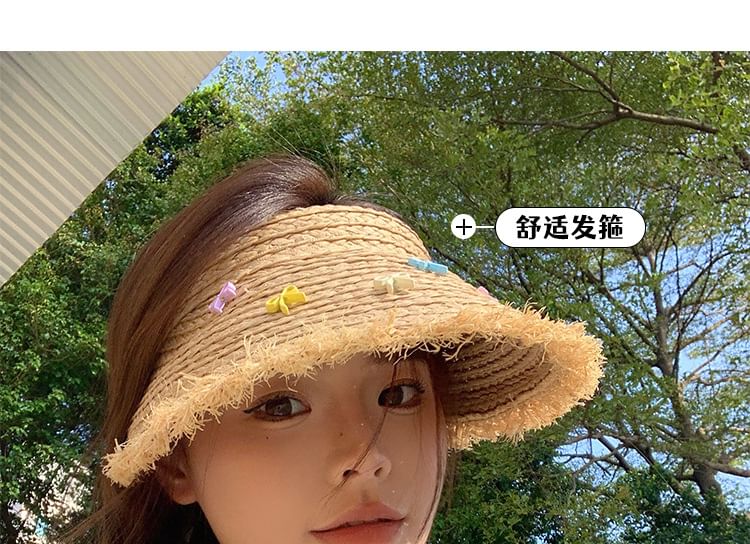 Sun Bow Fringed Straw Hat