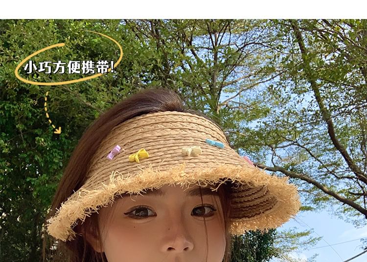 Sun Bow Fringed Straw Hat