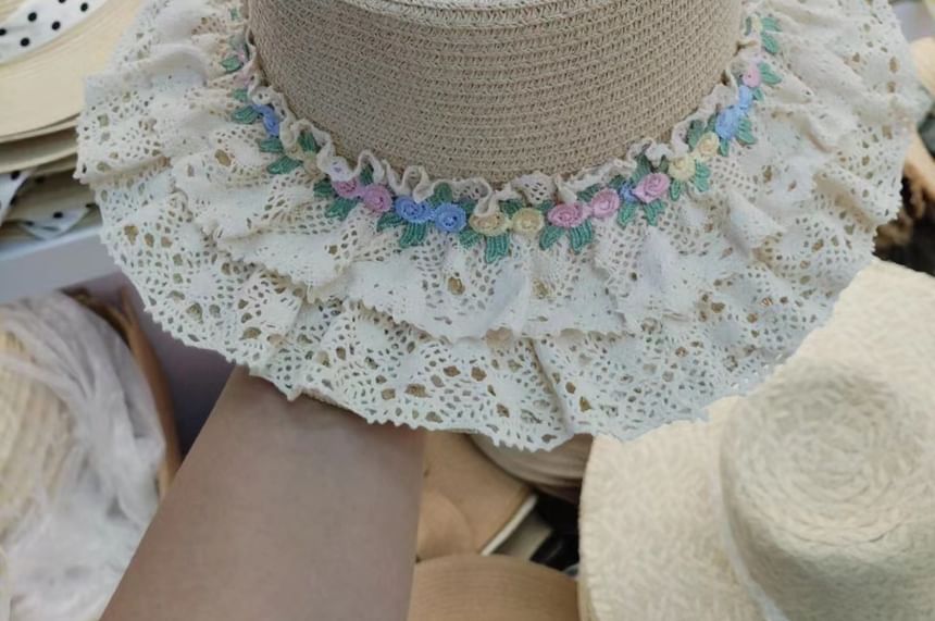Lace Straw Floral Hat Trim