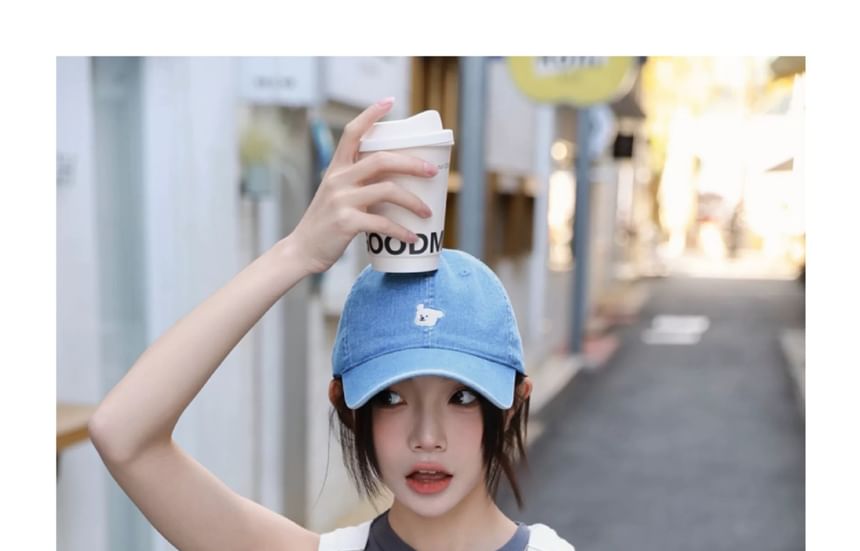 Embroidered Denim Baseball Cap Dog