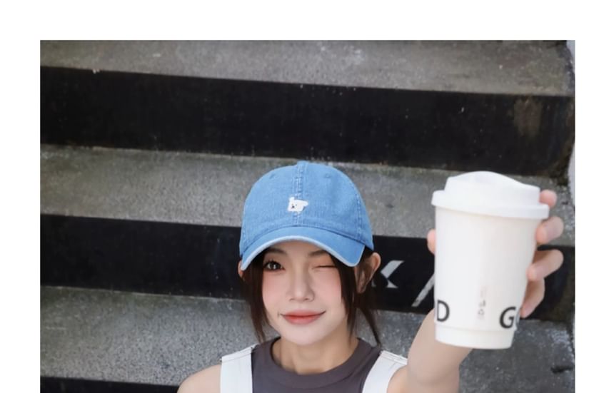 Embroidered Denim Baseball Cap Dog