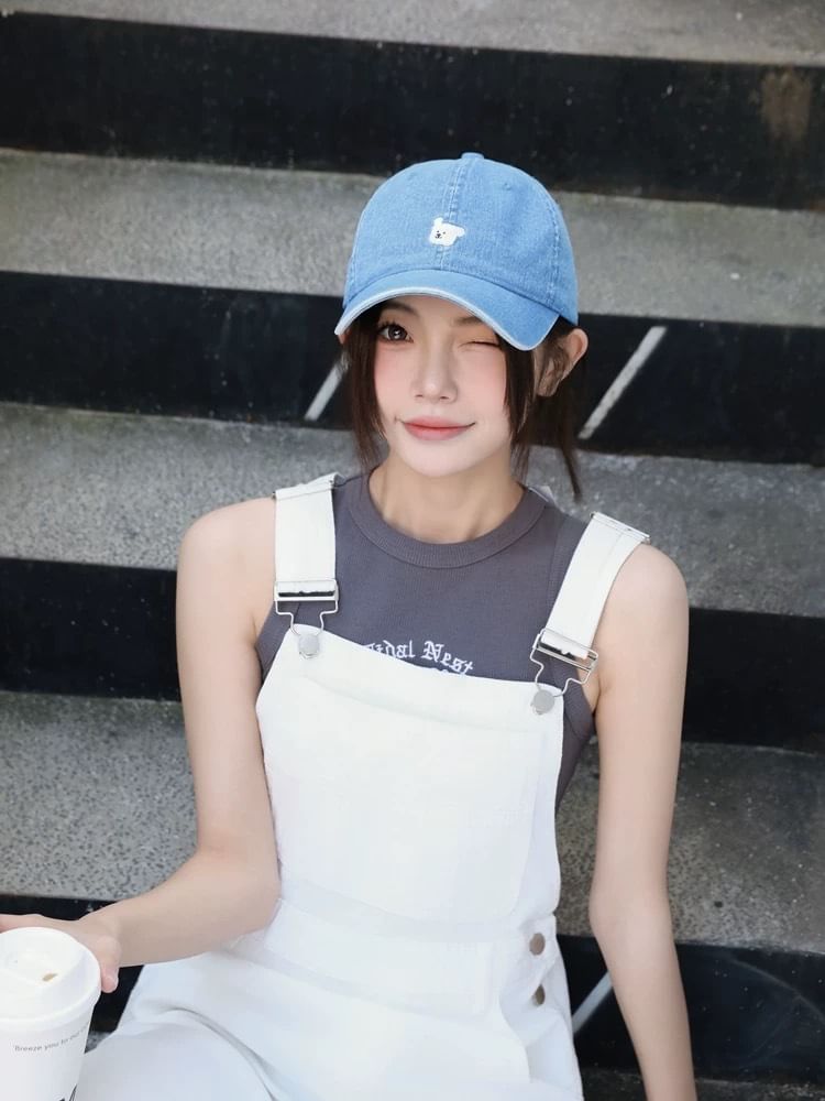 Embroidered Denim Baseball Cap Dog