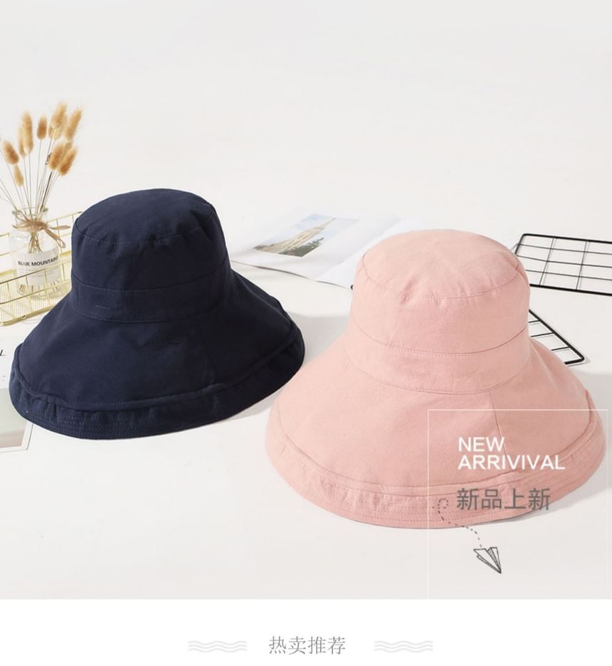 Plain Side Plaid Double Sun Hat