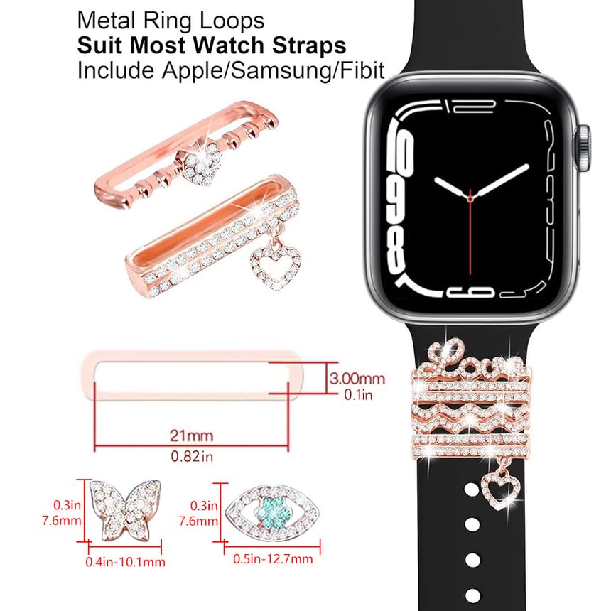 Rhinestone (Various Charm Apple Designs) Watch for Band