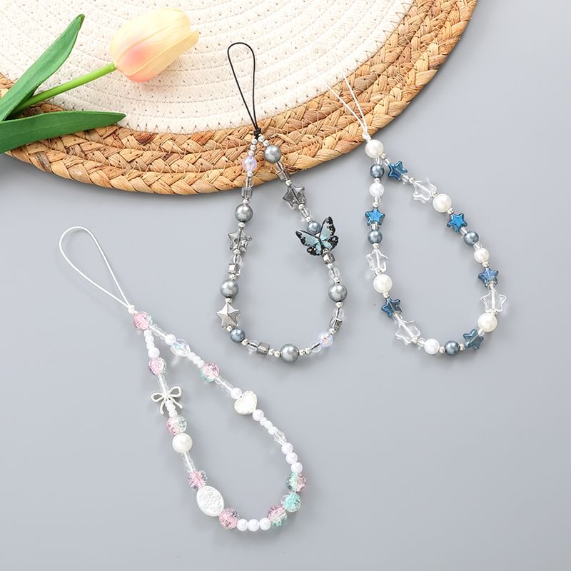 Bow Bead / Butterfly Star Phone Strap